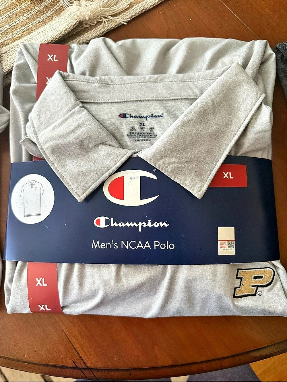 Champion Purdue Boilermakers NCAA Men's Polo Gray & Gold Large or XL